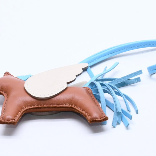 極美品 HERMES エルメス ロデオチャーム ペガサスPM ゴールド セレステ クレ アニョーミロ スイフト バッグチャーム W刻印 中古 4a004260