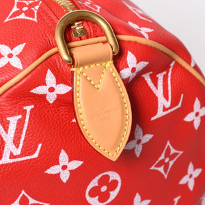 新品同様 LOUIS VUITTON ルイヴィトン スピーディ P9 バンドリエール40 M24420 2WAY ボストンバッグ レッド ゴールド金具 中古 4a004277