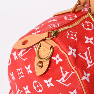 新品同様 LOUIS VUITTON ルイヴィトン スピーディ P9 バンドリエール40 M24420 2WAY ボストンバッグ レッド ゴールド金具 中古 4a004277