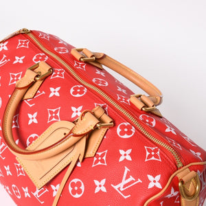 新品同様 LOUIS VUITTON ルイヴィトン スピーディ P9 バンドリエール40 M24420 2WAY ボストンバッグ レッド ゴールド金具 中古 4a004277