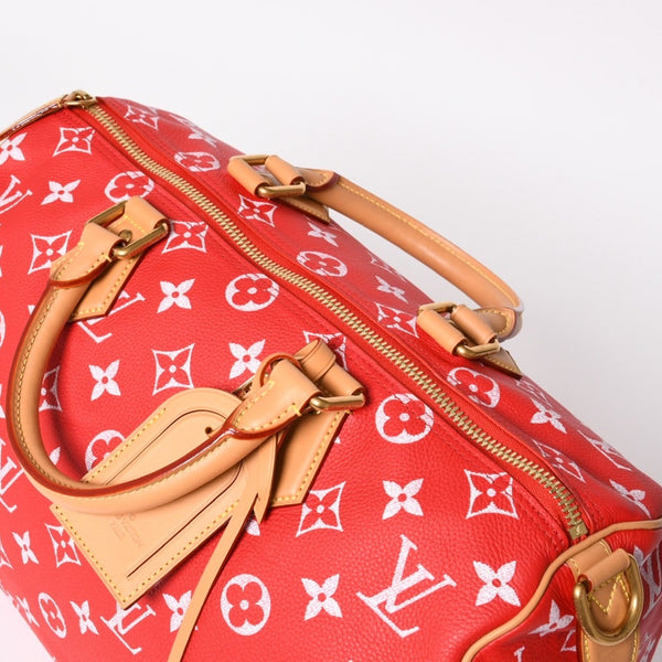 新品同様 LOUIS VUITTON ルイヴィトン スピーディ P9 バンドリエール40 M24420 2WAY ボストンバッグ レッド ゴールド金具 中古 4a004277