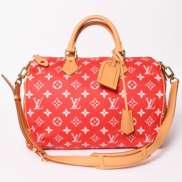 新品同様 LOUIS VUITTON ルイヴィトン スピーディ P9 バンドリエール40 M24420 2WAY ボストンバッグ レッド ゴールド金具 中古 4a004277