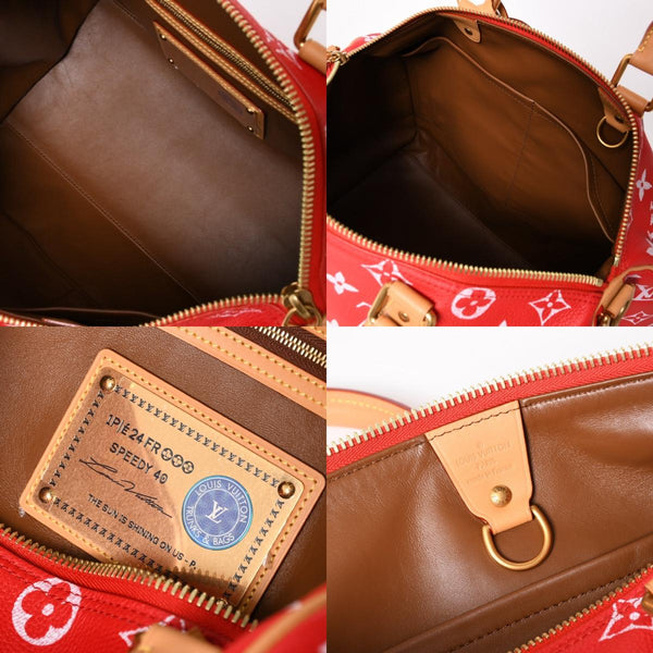 新品同様 LOUIS VUITTON ルイヴィトン スピーディ P9 バンドリエール40 M24420 2WAY ボストンバッグ レッド ゴールド金具 中古 4a004277
