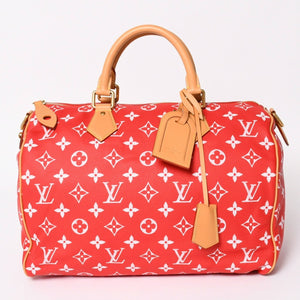 新品同様 LOUIS VUITTON ルイヴィトン スピーディ P9 バンドリエール40 M24420 2WAY ボストンバッグ レッド ゴールド金具 中古 4a004277