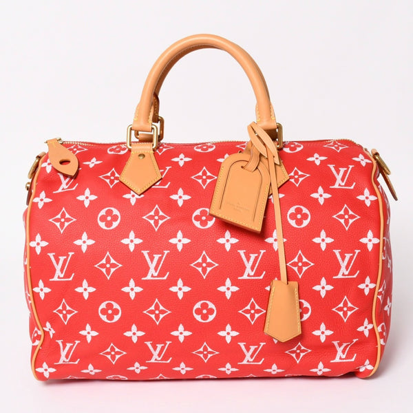 新品同様 LOUIS VUITTON ルイヴィトン スピーディ P9 バンドリエール40 M24420 2WAY ボストンバッグ レッド ゴールド金具 中古 4a004277