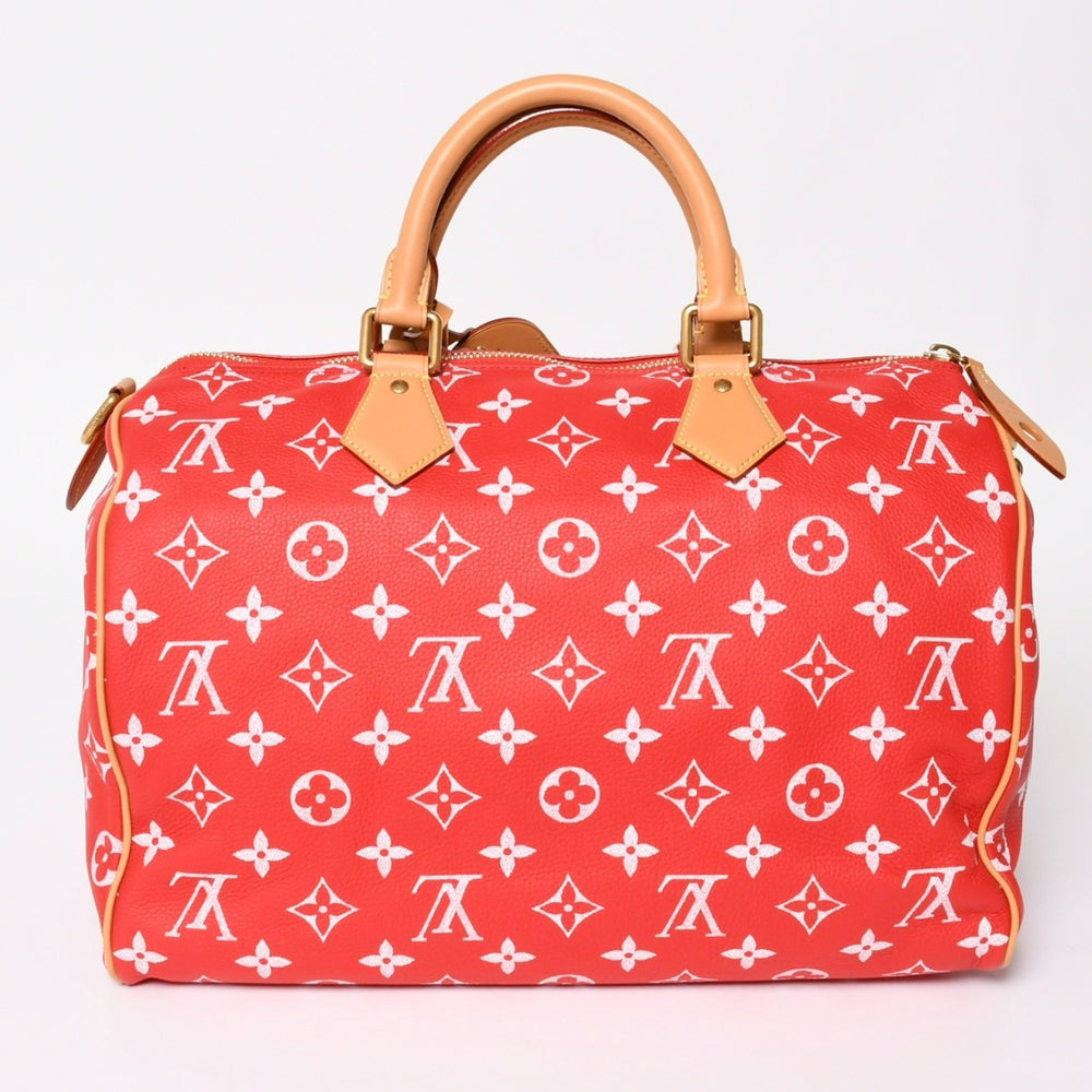 新品同様 LOUIS VUITTON ルイヴィトン スピーディ P9 バンドリエール40 M24420 2WAY ボストンバッグ レッド ゴールド金具 中古 4a004277