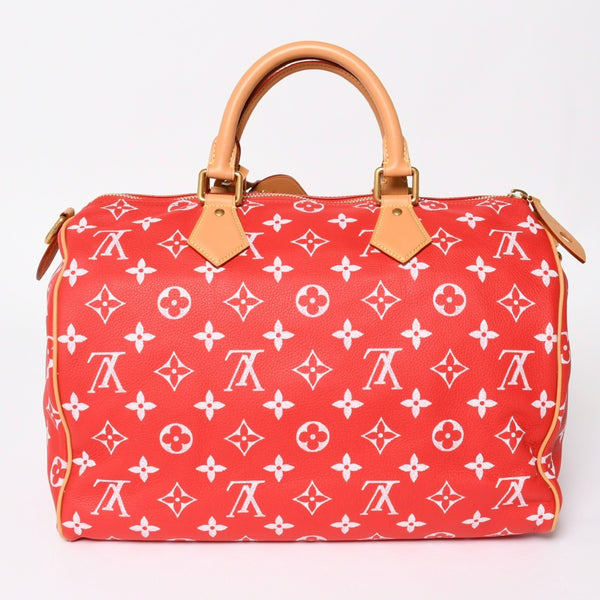 新品同様 LOUIS VUITTON ルイヴィトン スピーディ P9 バンドリエール40 M24420 2WAY ボストンバッグ レッド ゴールド金具 中古 4a004277
