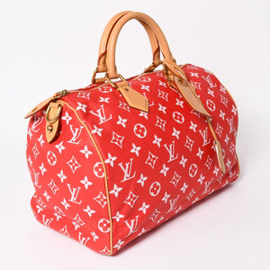 新品同様 LOUIS VUITTON ルイヴィトン スピーディ P9 バンドリエール40 M24420 2WAY ボストンバッグ レッド ゴールド金具 中古 4a004277