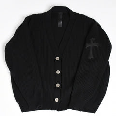 新品同様 CHROME HEARTS クロムハーツ カシミヤ ニットカーディガン サイズM CHクロスパッチ 1パッチ ブラック シルバー925 中古 4a004332