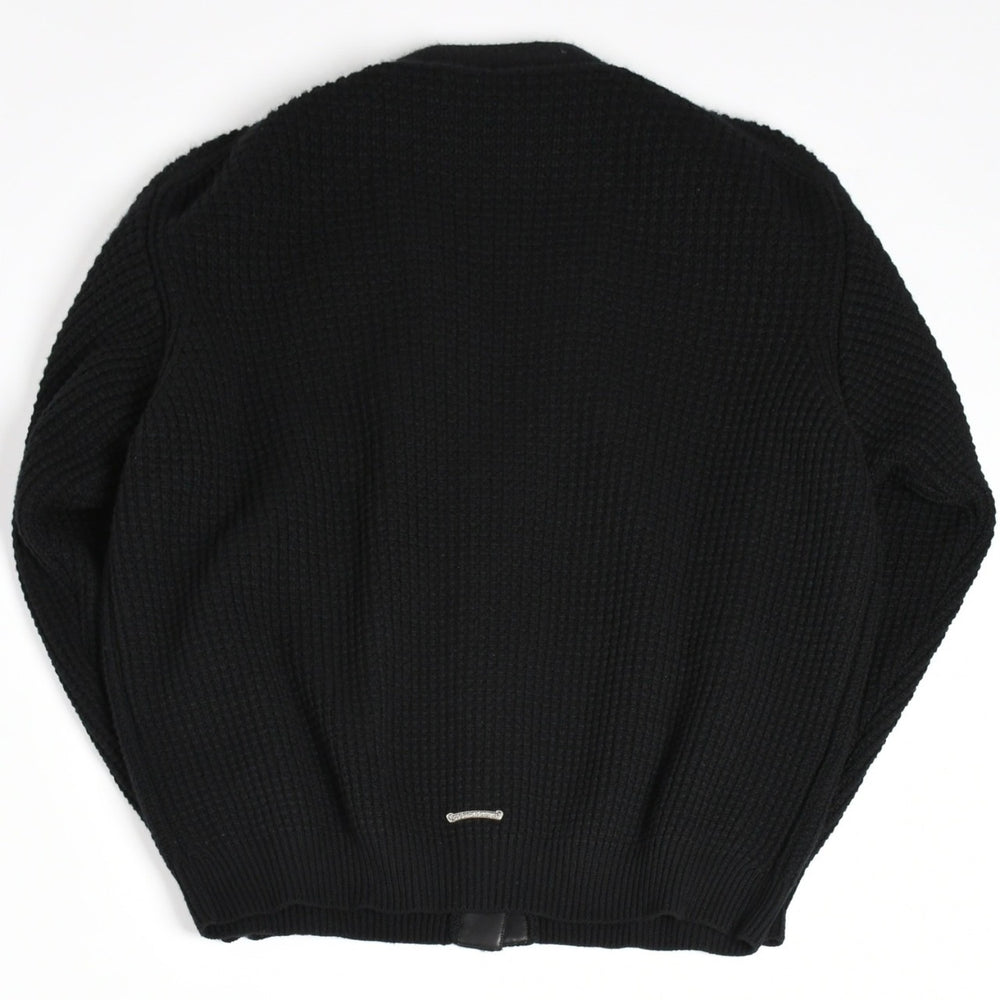 新品同様 CHROME HEARTS クロムハーツ カシミヤ ニットカーディガン サイズM CHクロスパッチ 1パッチ ブラック シルバー925 中古 4a004332