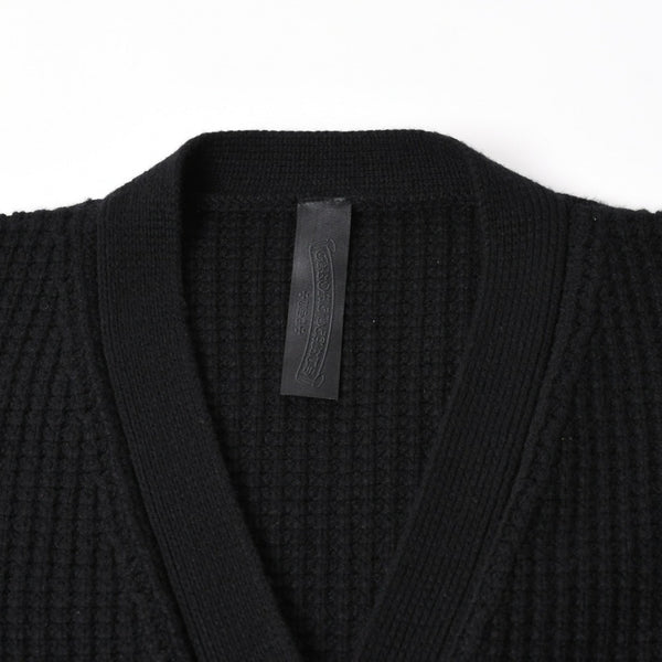 新品同様 CHROME HEARTS クロムハーツ カシミヤ ニットカーディガン サイズM CHクロスパッチ 1パッチ ブラック シルバー925 中古 4a004332