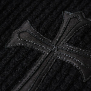 新品同様 CHROME HEARTS クロムハーツ カシミヤ ニットカーディガン サイズM CHクロスパッチ 1パッチ ブラック シルバー925 中古 4a004332