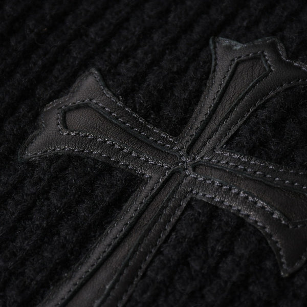 新品同様 CHROME HEARTS クロムハーツ カシミヤ ニットカーディガン サイズM CHクロスパッチ 1パッチ ブラック シルバー925 中古 4a004332