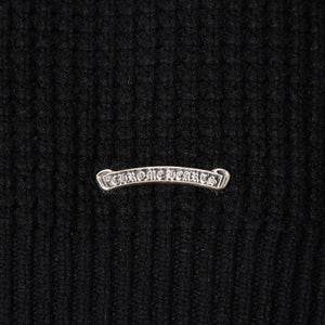新品同様 CHROME HEARTS クロムハーツ カシミヤ ニットカーディガン サイズM CHクロスパッチ 1パッチ ブラック シルバー925 中古 4a004332