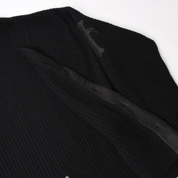 新品同様 CHROME HEARTS クロムハーツ カシミヤ ニットカーディガン サイズM CHクロスパッチ 1パッチ ブラック シルバー925 中古 4a004332