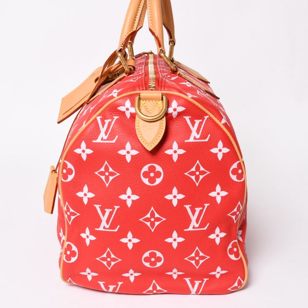 新品同様 LOUIS VUITTON ルイヴィトン スピーディ P9 バンドリエール40 M24420 2WAY ボストンバッグ レッド ゴールド金具 中古 4a004277