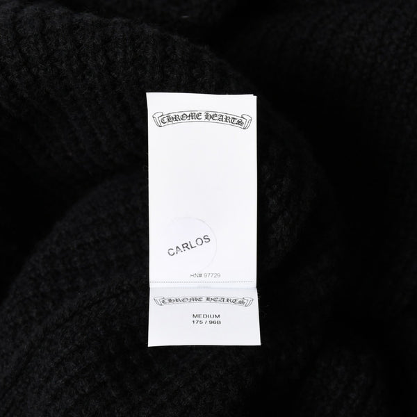 新品同様 CHROME HEARTS クロムハーツ カシミヤ ニットカーディガン サイズM CHクロスパッチ 1パッチ ブラック シルバー925 中古 4a004332