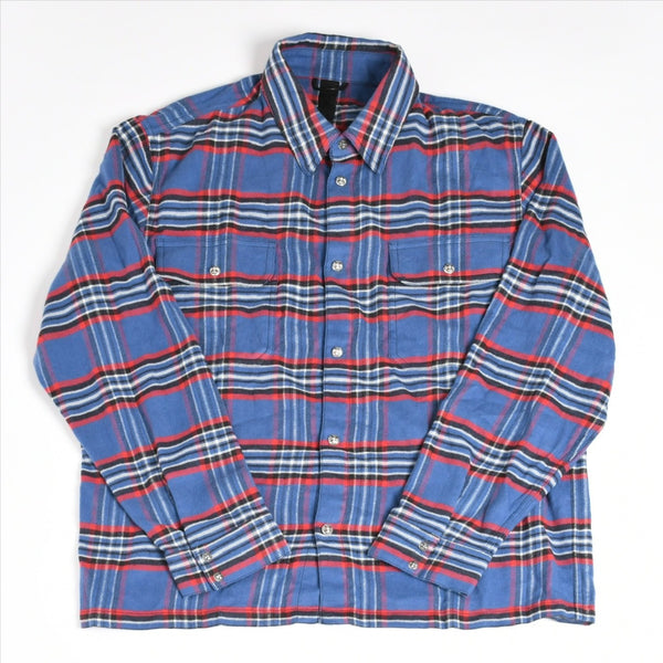 極美品 CHROME HEARTS クロムハーツ 長袖シャツ WORK DOG ワークドッグ ブルー レッド チェックシャツ クロスボタン サイズXL 中古 4a004270