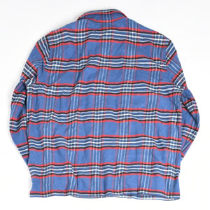 極美品 CHROME HEARTS クロムハーツ 長袖シャツ WORK DOG ワークドッグ ブルー レッド チェックシャツ クロスボタン サイズXL 中古 4a004270