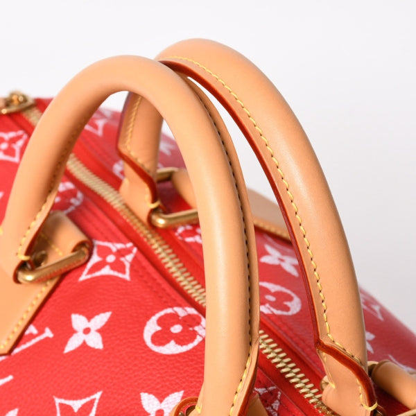 新品同様 LOUIS VUITTON ルイヴィトン スピーディ P9 バンドリエール40 M24420 2WAY ボストンバッグ レッド ゴールド金具 中古 4a004277
