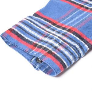 極美品 CHROME HEARTS クロムハーツ 長袖シャツ WORK DOG ワークドッグ ブルー レッド チェックシャツ クロスボタン サイズXL 中古 4a004270