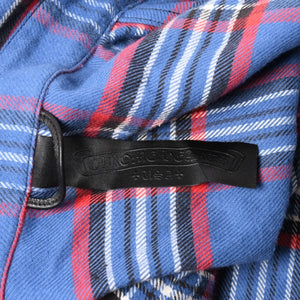 極美品 CHROME HEARTS クロムハーツ 長袖シャツ WORK DOG ワークドッグ ブルー レッド チェックシャツ クロスボタン サイズXL 中古 4a004270