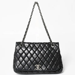CHANEL Bubble Quilt Chain Shoulder Bag Handbag No. 15 Lambskin Black Silver Hardware Good Condition Used 4a004407