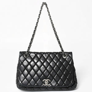 CHANEL Bubble Quilt Chain Shoulder Bag Handbag No. 15 Lambskin Black Silver Hardware Good Condition Used 4a004407
