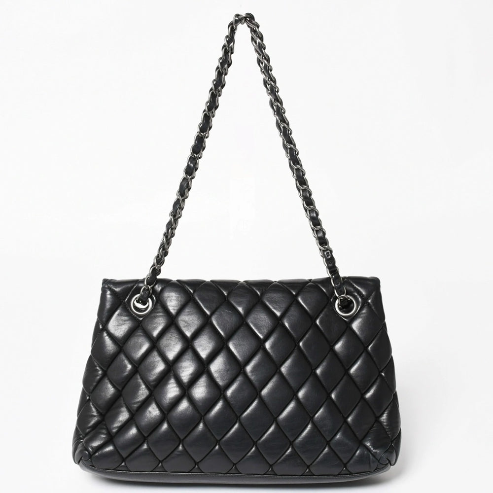 CHANEL Bubble Quilt Chain Shoulder Bag Handbag No. 15 Lambskin Black Silver Hardware Good Condition Used 4a004407