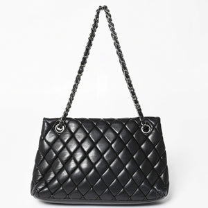 CHANEL Bubble Quilt Chain Shoulder Bag Handbag No. 15 Lambskin Black Silver Hardware Good Condition Used 4a004407