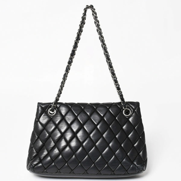 CHANEL Bubble Quilt Chain Shoulder Bag Handbag No. 15 Lambskin Black Silver Hardware Good Condition Used 4a004407