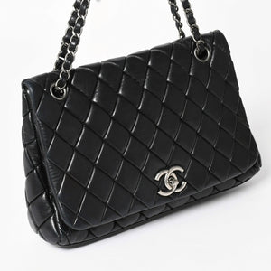 CHANEL Bubble Quilt Chain Shoulder Bag Handbag No. 15 Lambskin Black Silver Hardware Good Condition Used 4a004407