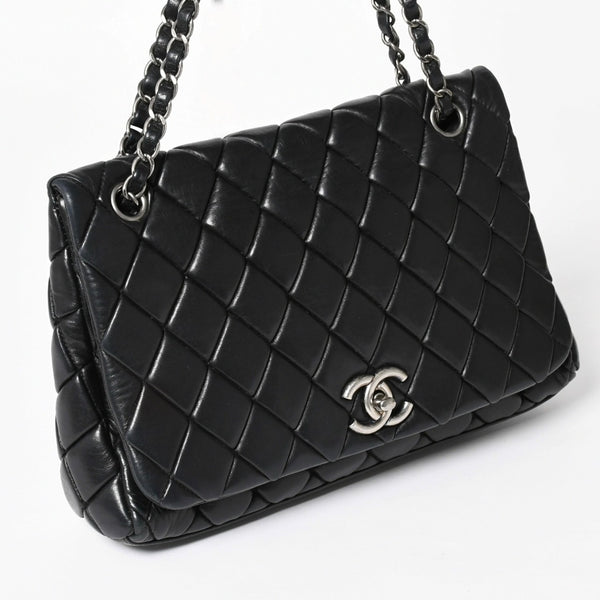CHANEL Bubble Quilt Chain Shoulder Bag Handbag No. 15 Lambskin Black Silver Hardware Good Condition Used 4a004407