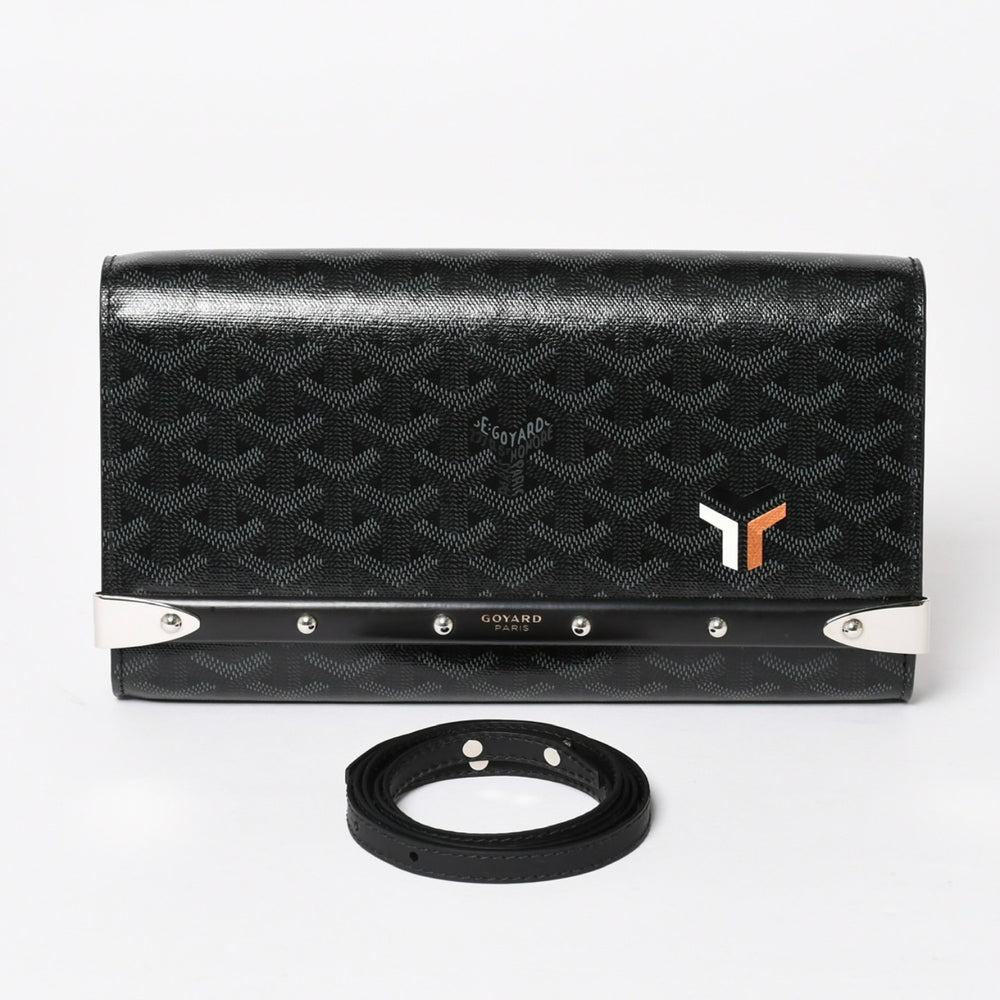 極美品 GOYARD ゴヤール MONTE CARLO PM モンテカルロ PM クラッチバッグ 2WAY 限定カラー ジェットブラック シルバー金具 中古 4a004368