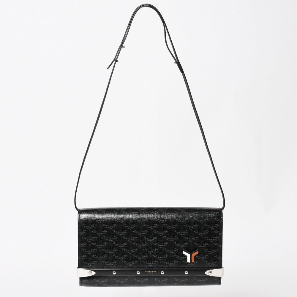 極美品 GOYARD ゴヤール MONTE CARLO PM モンテカルロ PM クラッチバッグ 2WAY 限定カラー ジェットブラック シルバー金具 中古 4a004368
