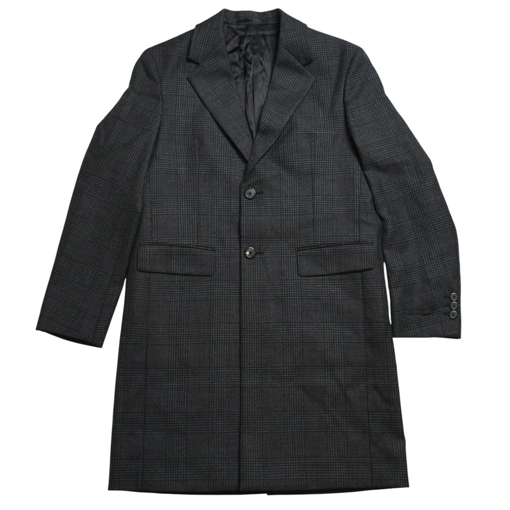 極美品 PRADA プラダ シングルブレスト ウールブレンド コート UC486M サイズ48R ウール グレー チェック柄 中古 4a003304