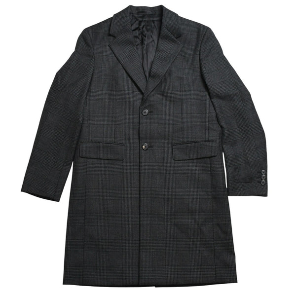 極美品 PRADA プラダ シングルブレスト ウールブレンド コート UC486M サイズ48R ウール グレー チェック柄 中古 4a003304