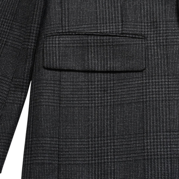 極美品 PRADA プラダ シングルブレスト ウールブレンド コート UC486M サイズ48R ウール グレー チェック柄 中古 4a003304