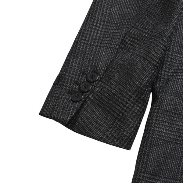 極美品 PRADA プラダ シングルブレスト ウールブレンド コート UC486M サイズ48R ウール グレー チェック柄 中古 4a003304