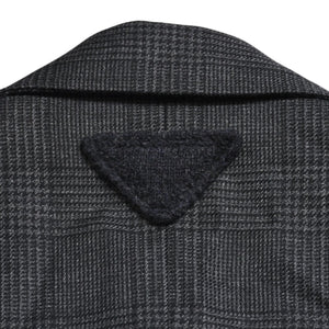 極美品 PRADA プラダ シングルブレスト ウールブレンド コート UC486M サイズ48R ウール グレー チェック柄 中古 4a003304