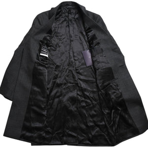 極美品 PRADA プラダ シングルブレスト ウールブレンド コート UC486M サイズ48R ウール グレー チェック柄 中古 4a003304