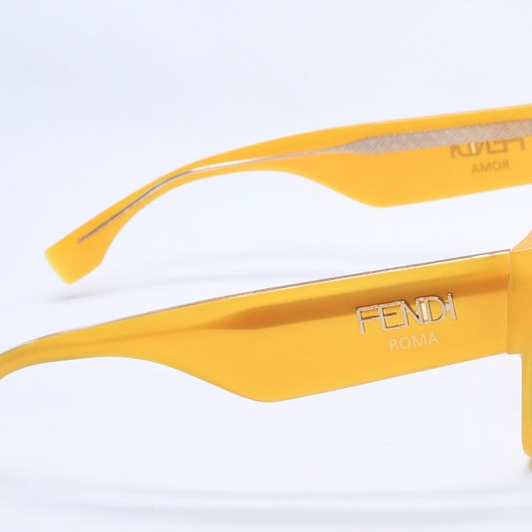 FENDI フェンディ ローマ サングラス イエロー サイドロゴ FF 0458/G/S アイウェア 52◻︎23 150 ブラウンレンズ 美品 中古 4a004323