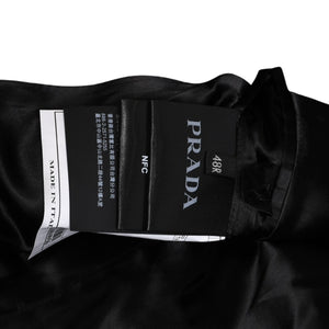 極美品 PRADA プラダ シングルブレスト ウールブレンド コート UC486M サイズ48R ウール グレー チェック柄 中古 4a003304