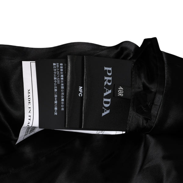 極美品 PRADA プラダ シングルブレスト ウールブレンド コート UC486M サイズ48R ウール グレー チェック柄 中古 4a003304