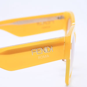 FENDI フェンディ ローマ サングラス イエロー サイドロゴ FF 0458/G/S アイウェア 52◻︎23 150 ブラウンレンズ 美品 中古 4a004323