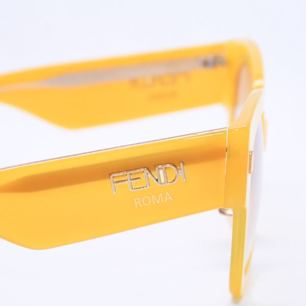 FENDI フェンディ ローマ サングラス イエロー サイドロゴ FF 0458/G/S アイウェア 52◻︎23 150 ブラウンレンズ 美品 中古 4a004323