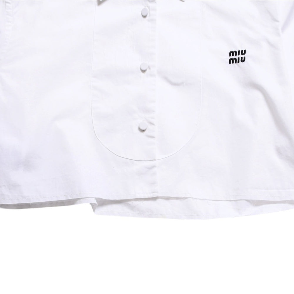 MIUMIU Cropped Shirt White Black Rhinestone Size 36 Good Condition Used 4a004111