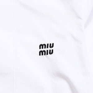 MIUMIU ミュウミュウ クロップド丈 シャツ ホワイト ブラック ラインストーン サイズ36 美品 中古 4a004111