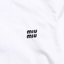 Load image into Gallery viewer, MIUMIU ミュウミュウ クロップド丈 シャツ ホワイト ブラック ラインストーン サイズ36 美品 中古 4a004111