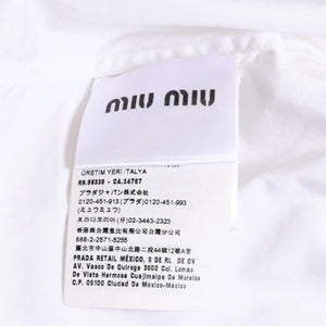 MIUMIU ミュウミュウ クロップド丈 シャツ ホワイト ブラック ラインストーン サイズ36 美品 中古 4a004111